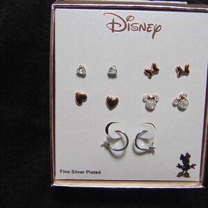 Disney Minnie Mouse Earring Set 5 Sets Silver Plated Brand New